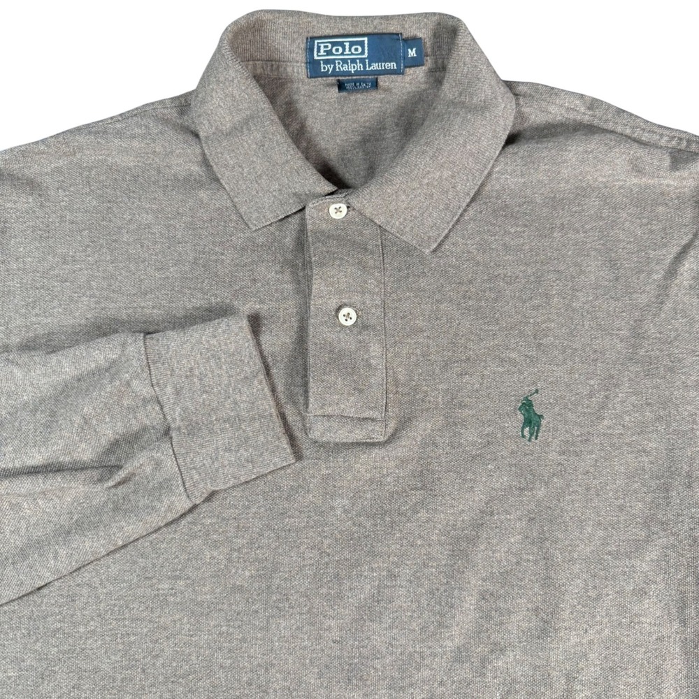 Polo Ralph Lauren Long Sleeve Polo Shirt Mens Medium Brown Pique Cotton Pony